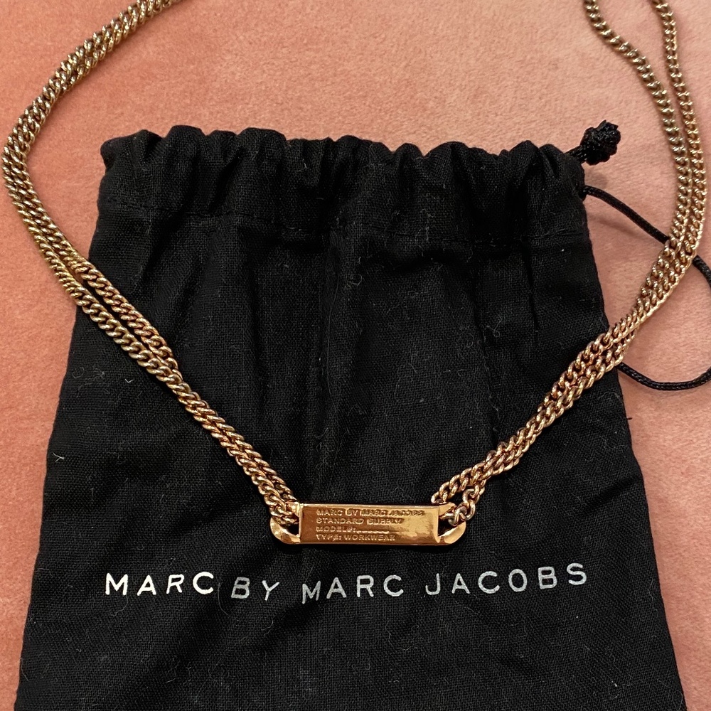MARC BY MARC JACOBS Gold Double Chain Tag Necklace